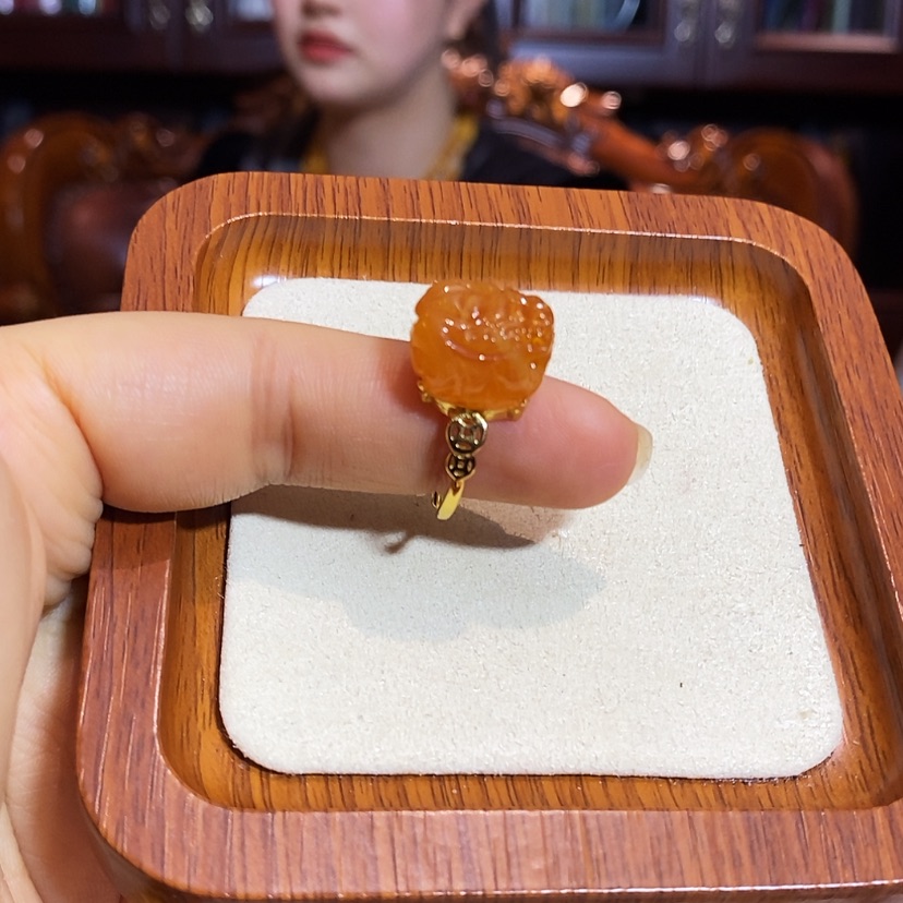 【闪购商品】蜜蜡裸石银S925镀金镶嵌