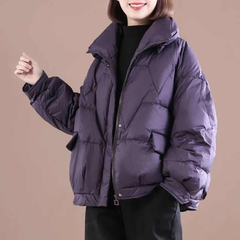 冬装新款韩版时尚大码显瘦纯色潮流气质加厚胖休闲棉服女潮