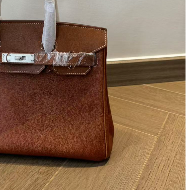 铂金款女包手提包马鞍皮牛皮