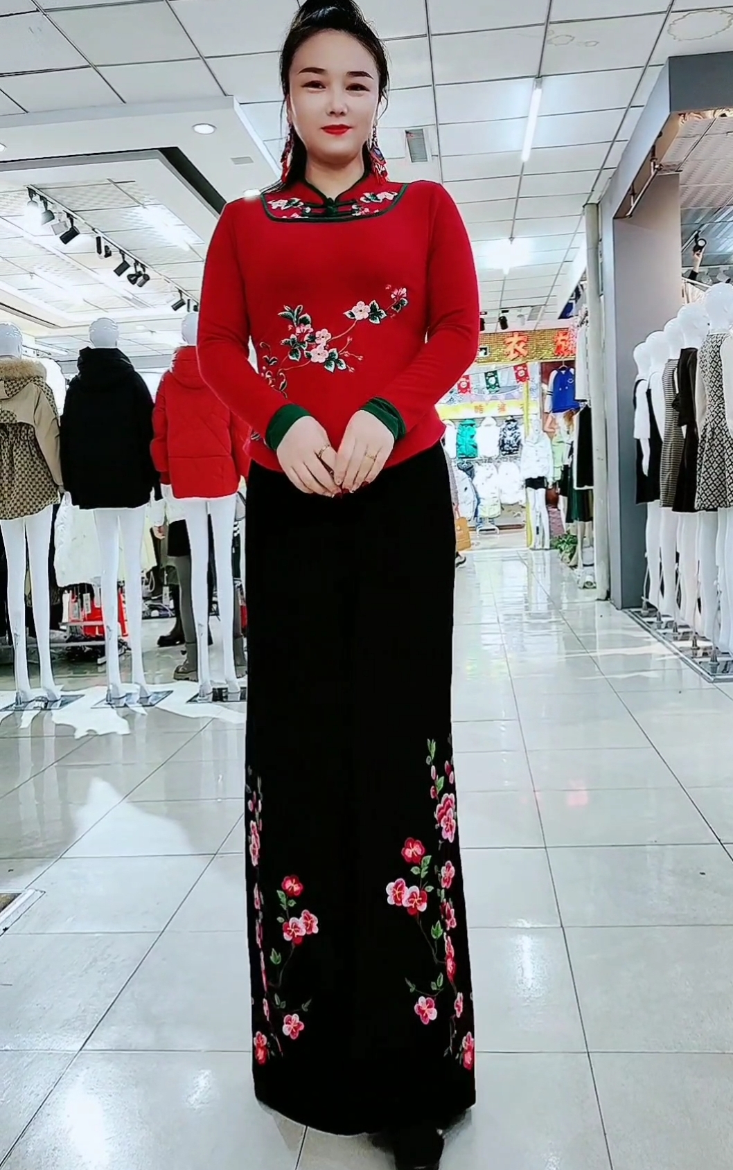 s加绒上衣+麻料裤子两件套