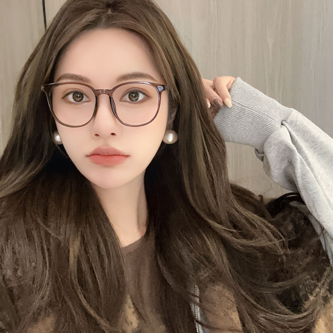 韩版超轻茶色防蓝光眼镜女早八素颜眼镜显瘦潮可配度数平光镜