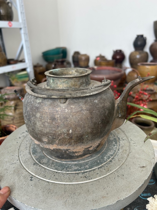 老铜壶比较完整茶壶全手工精美老物件