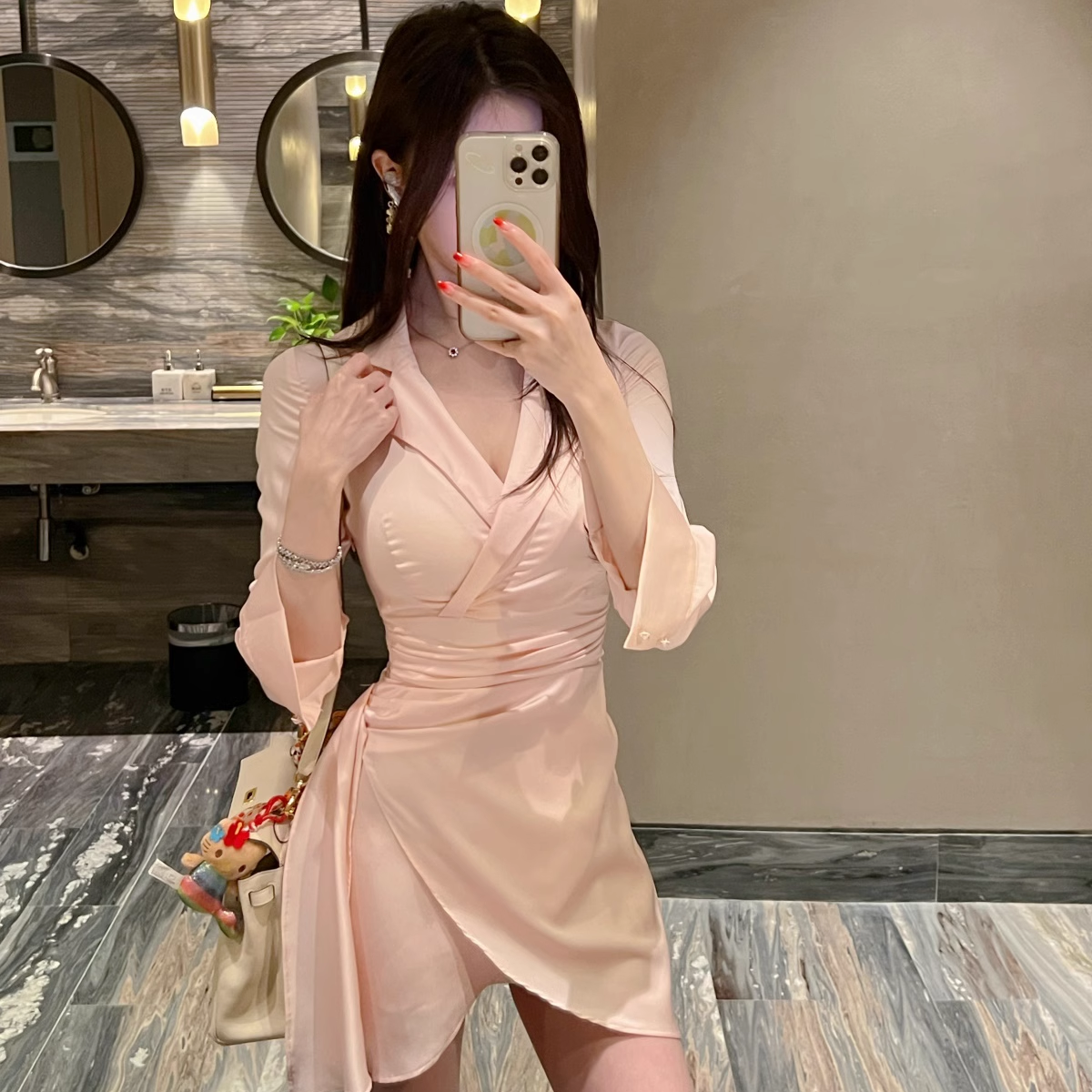  【PH2303964】小粉猪甜美系蕾丝显瘦气质夏季收腰修身女装连衣裙