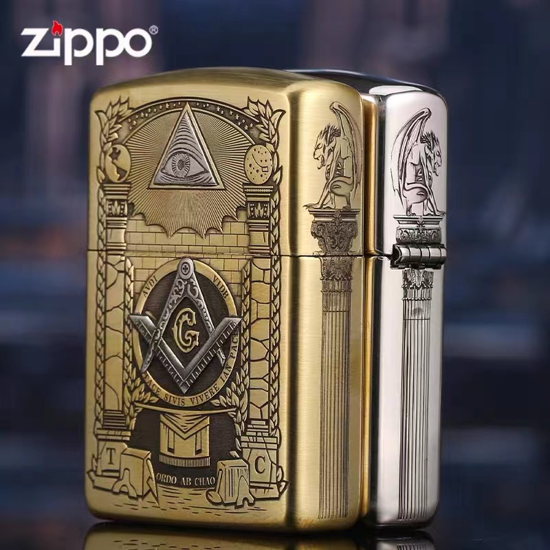 Zippo打火机原装正品芝宝正版荷鲁斯之眼精雕盔甲金色DYJ1