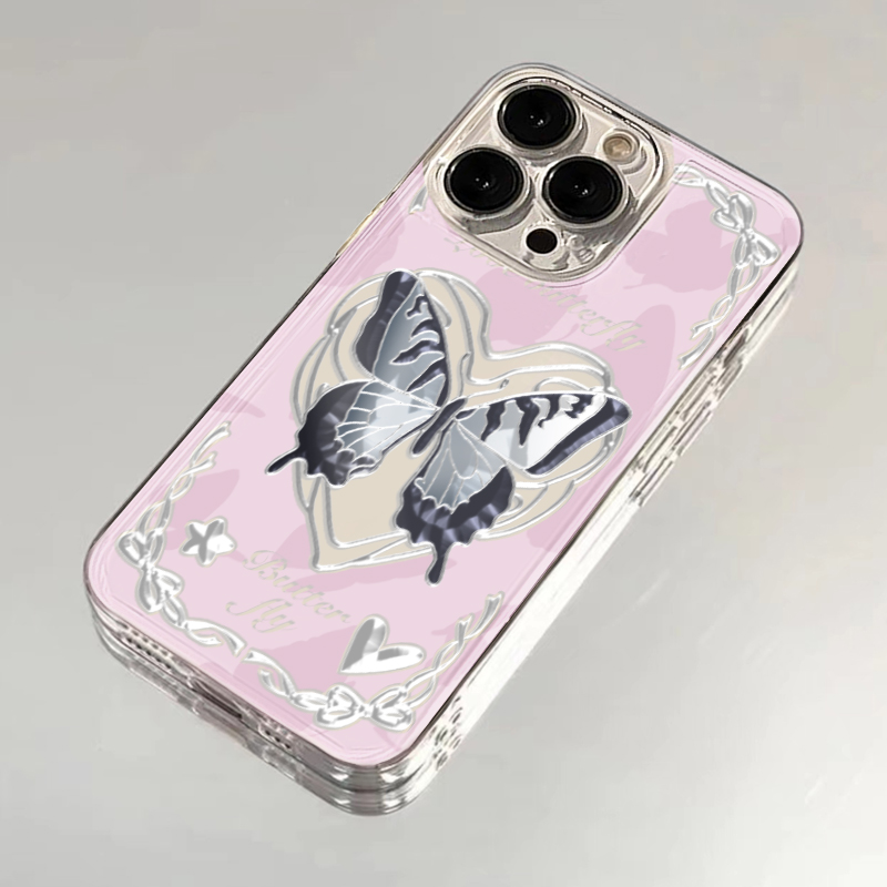 爱心黑色蝴蝶适用iPhone15/14/13手机壳苹果小米vivo华为oppo可爱