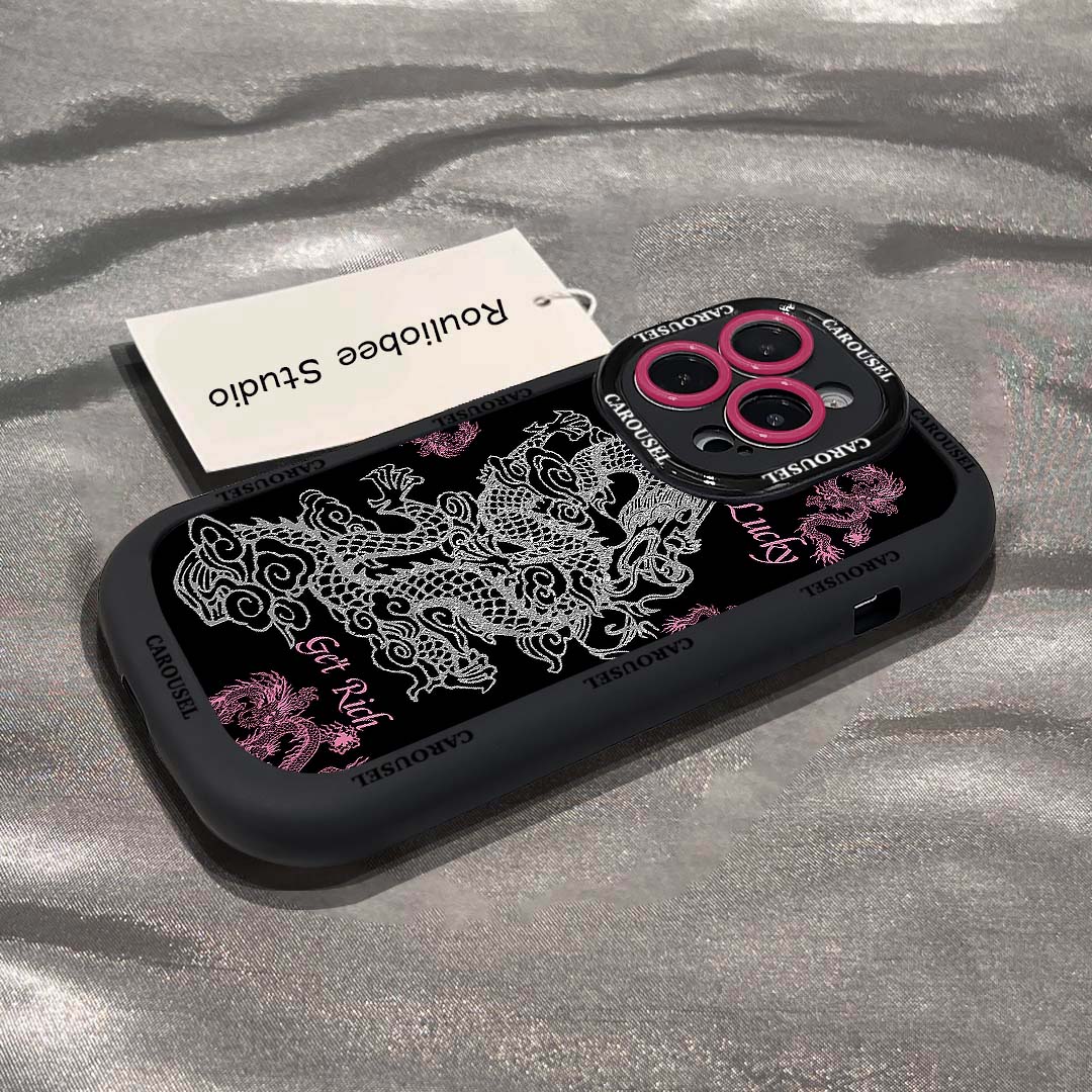 抽象龙形泡芙壳适用iPhone15/14/13手机壳苹果小米vivo华为oppo潮