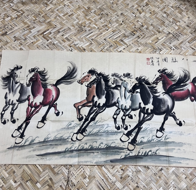 【雯叶书画院】悲鸿《八骏图》画芯