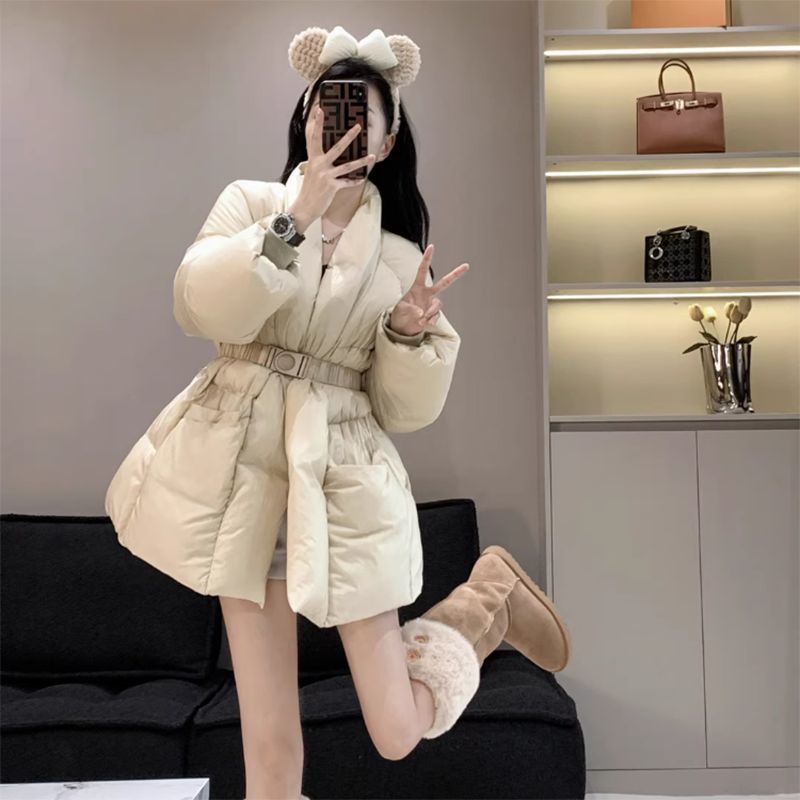 90白鸭绒收腰羽绒服女冬季新款中长款修身显瘦高级感外套