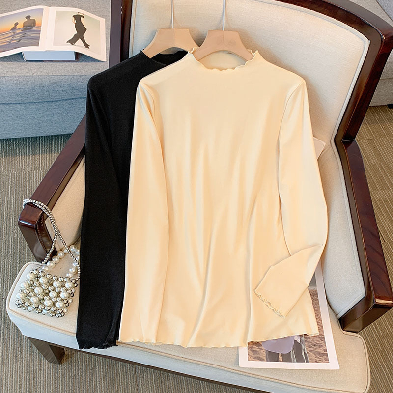 董咚咚【花边中高领打底】350斤大码女装胖mm遮肉显瘦秋冬内搭长袖