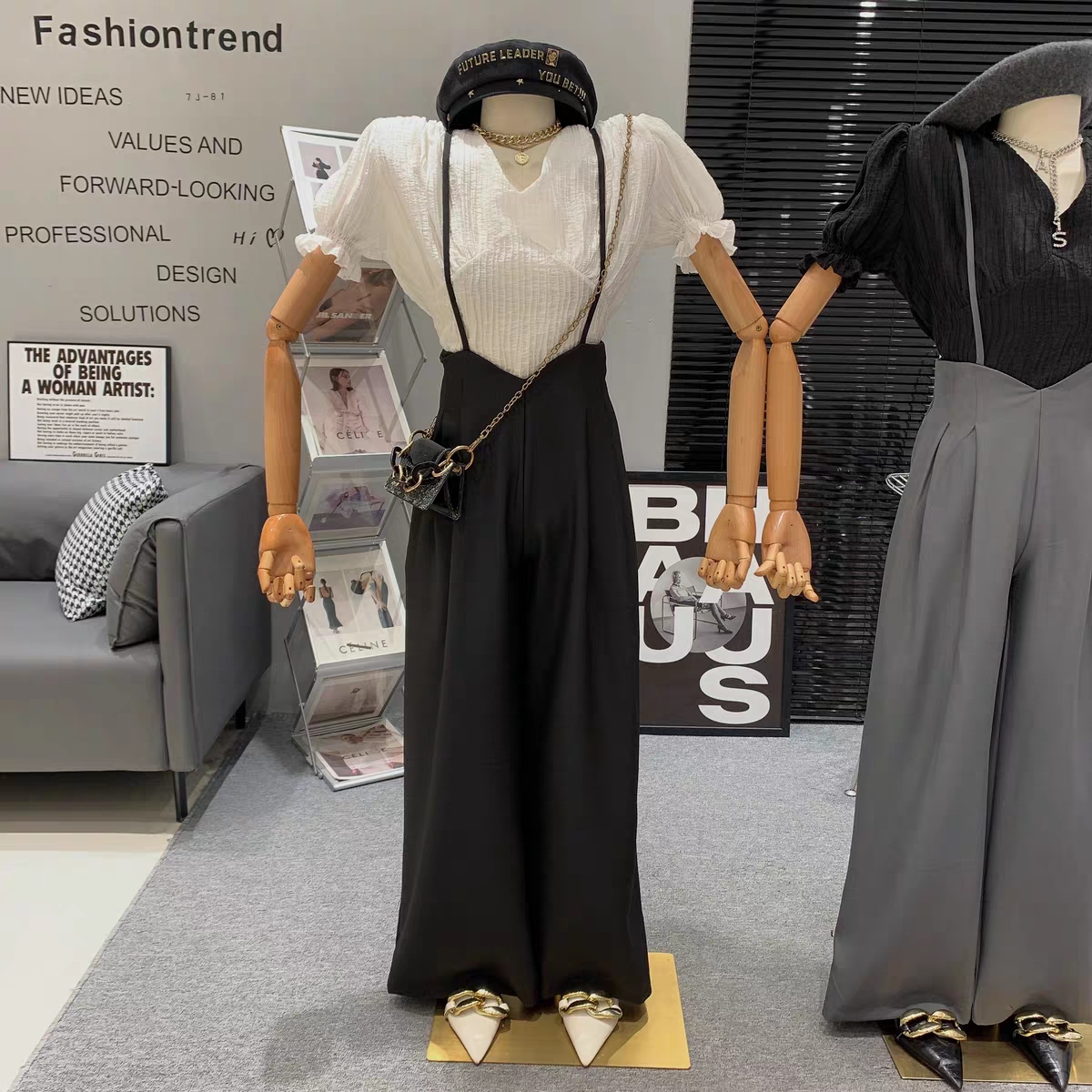 背带西装休闲百搭阔腿裤拖地裤