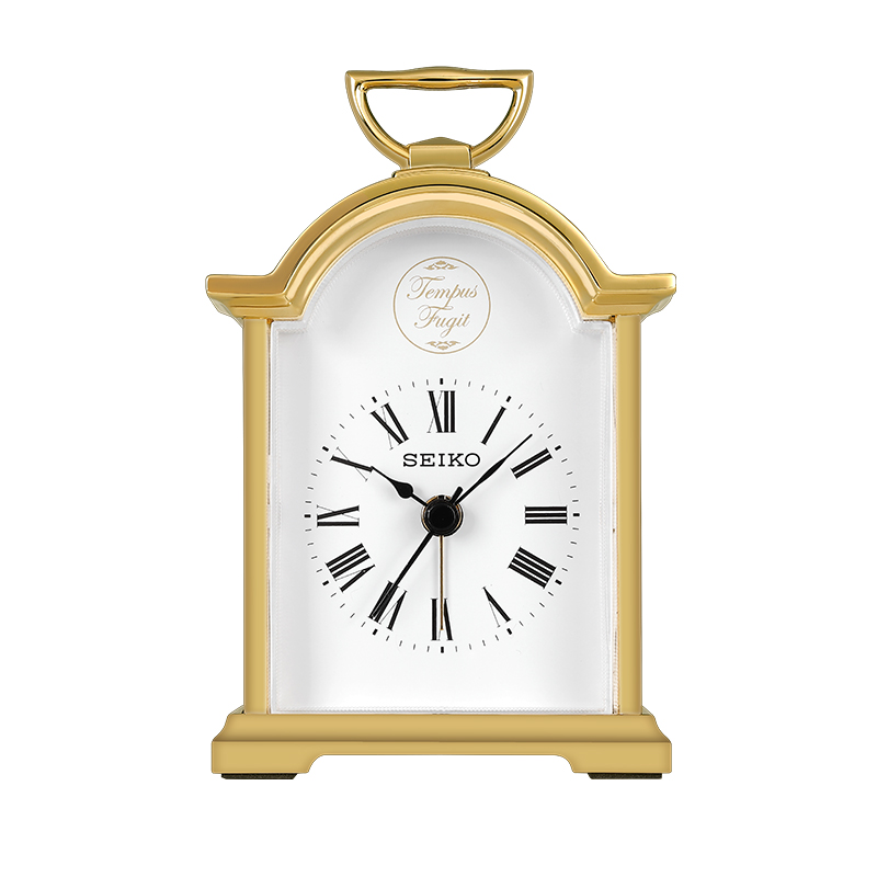 精工座钟客厅卧室时尚简约金属外壳钟表创意小台钟个性闹铃时钟