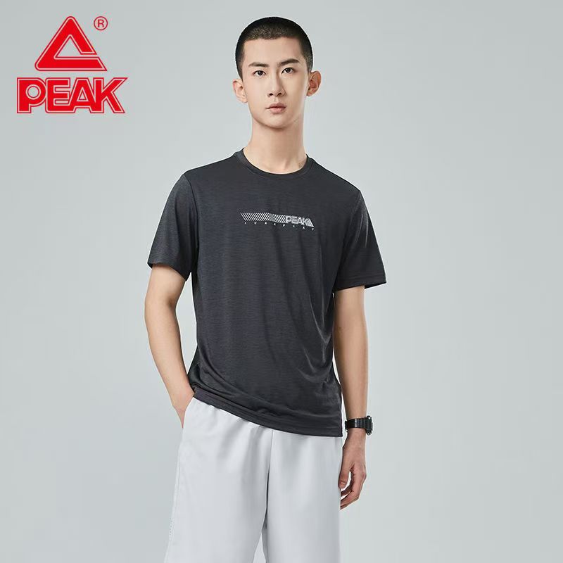 Peak/匹克圆领短T恤男士夏季透气吸汗衣服运动半袖百搭上衣男时尚