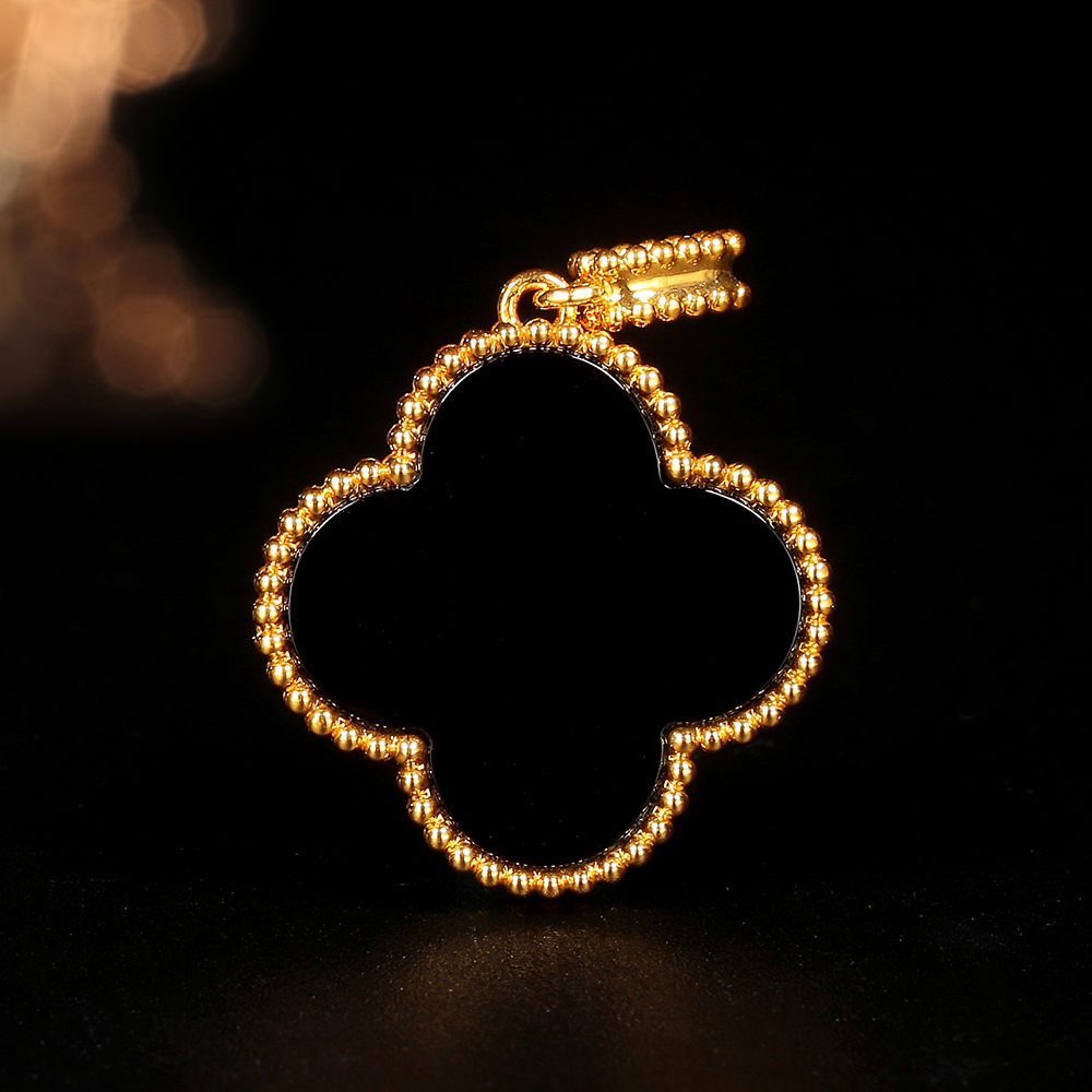 【柴柴专属】18K金黑玛瑙四叶吊坠20mm （不含链）轻奢时尚经典精致