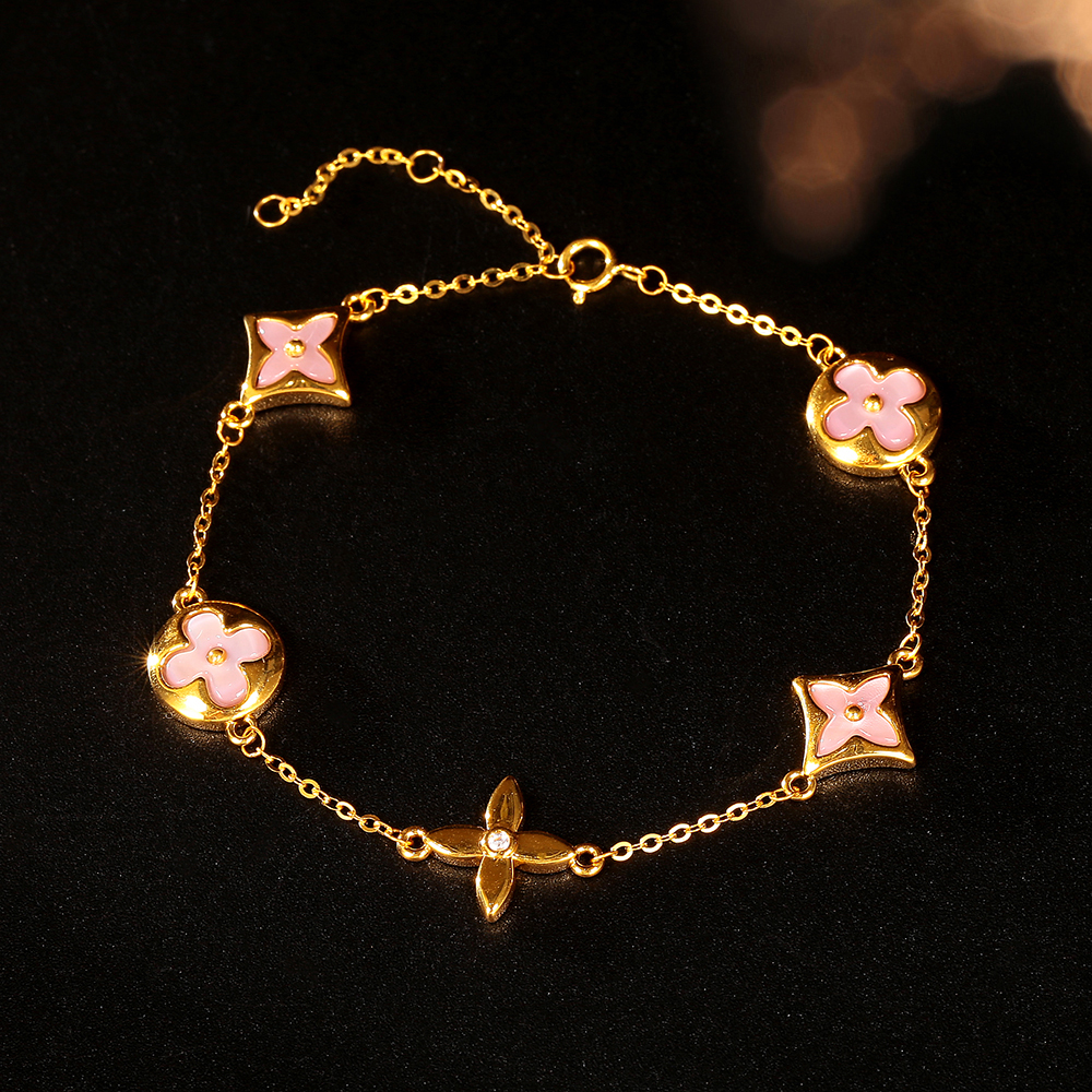 【周周专属】18k金粉贝母老花尖花手链