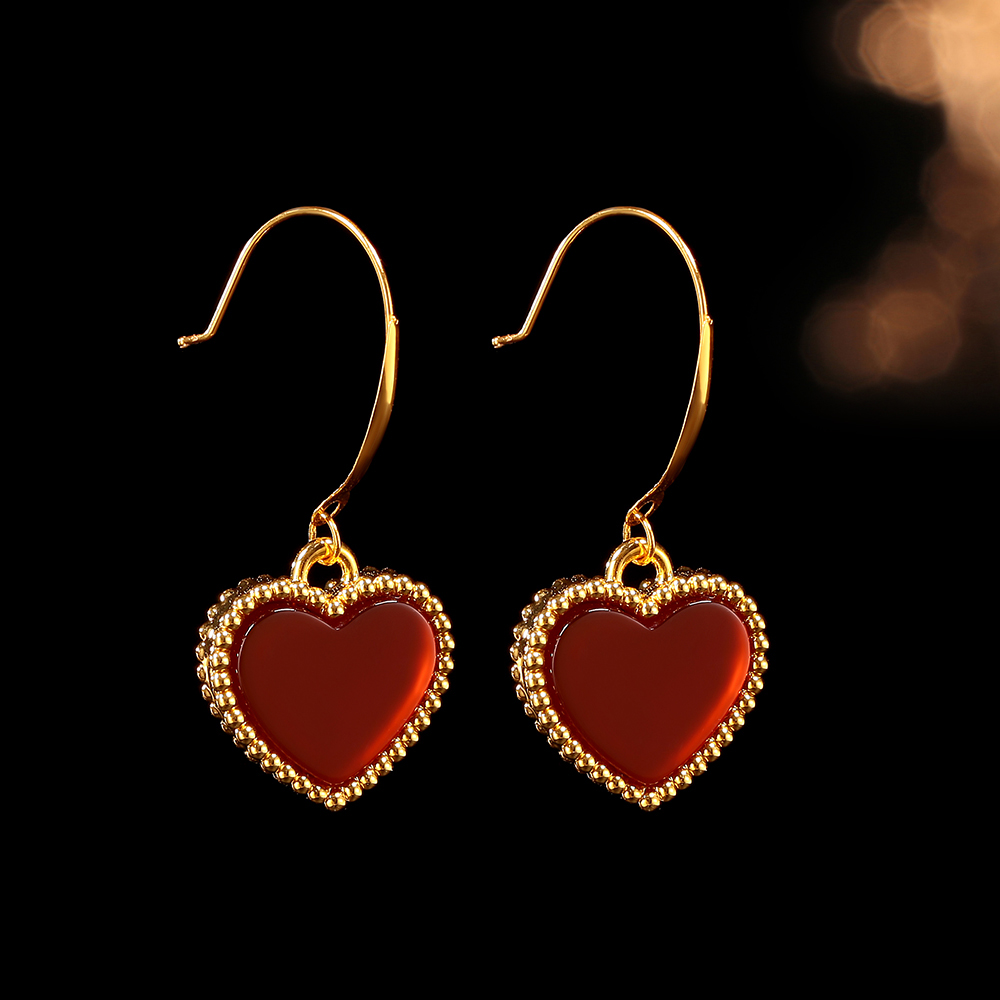 【小洁专属】18k金红玛瑙爱心耳钉