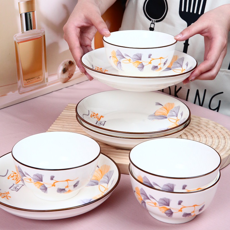 陶园春新中式创意米饭碗陶瓷餐具釉下彩工艺家用吃饭碗个性碗碟盘