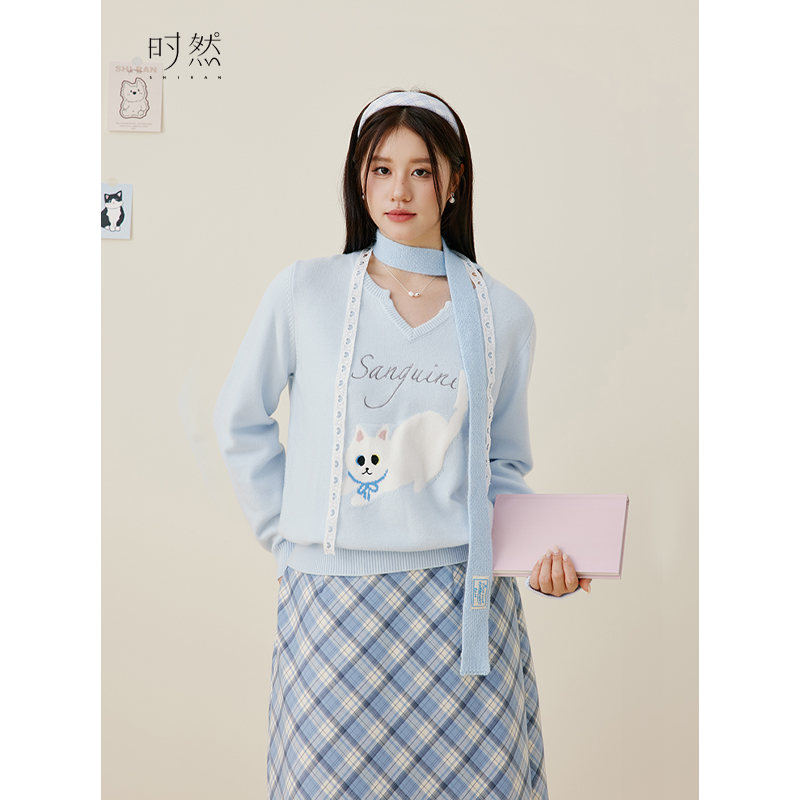 时然微胖大码女装显瘦韩系简约洋气显瘦时尚套头毛衣秋冬