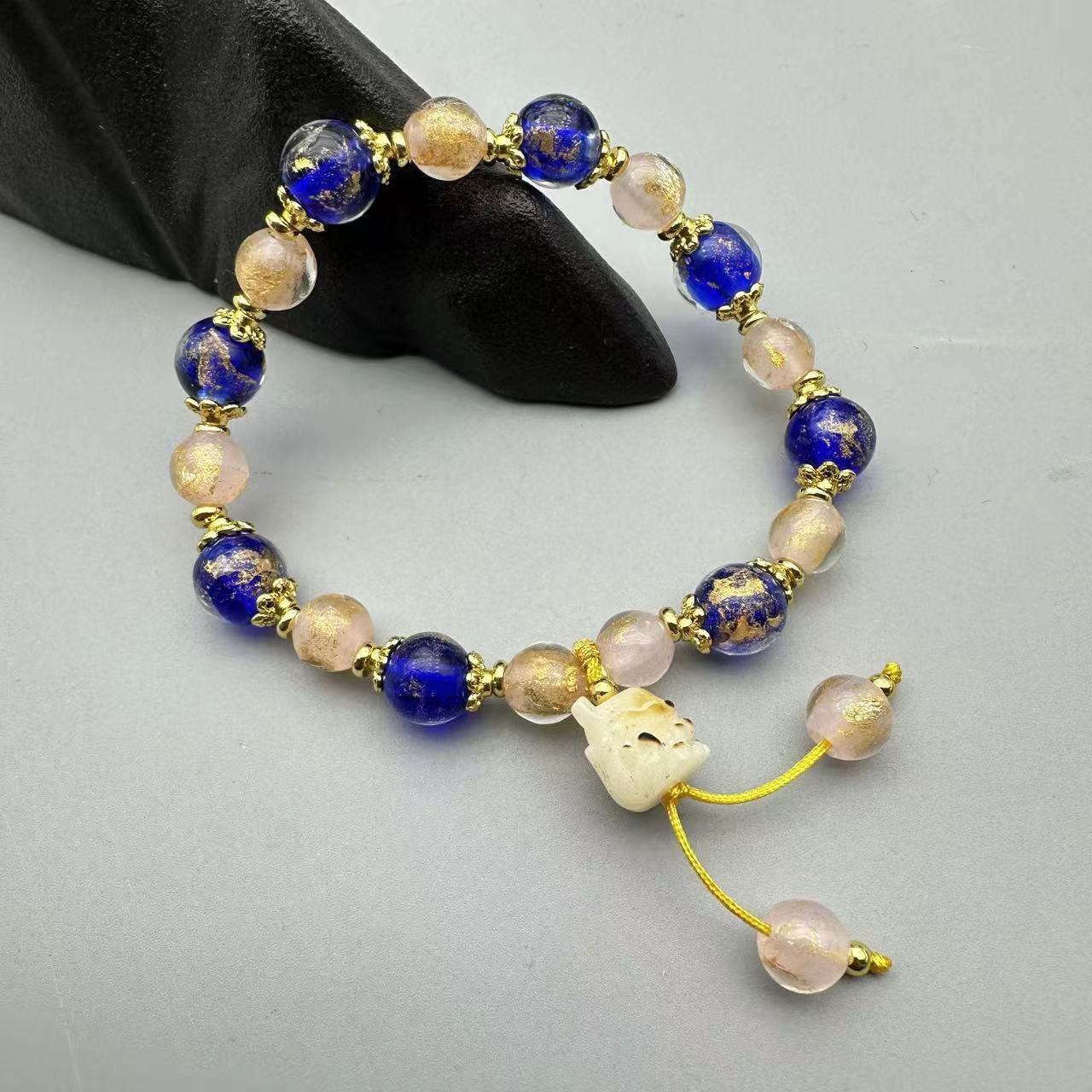 LX091-琉璃珠配隔珠配雕刻件DIY手串