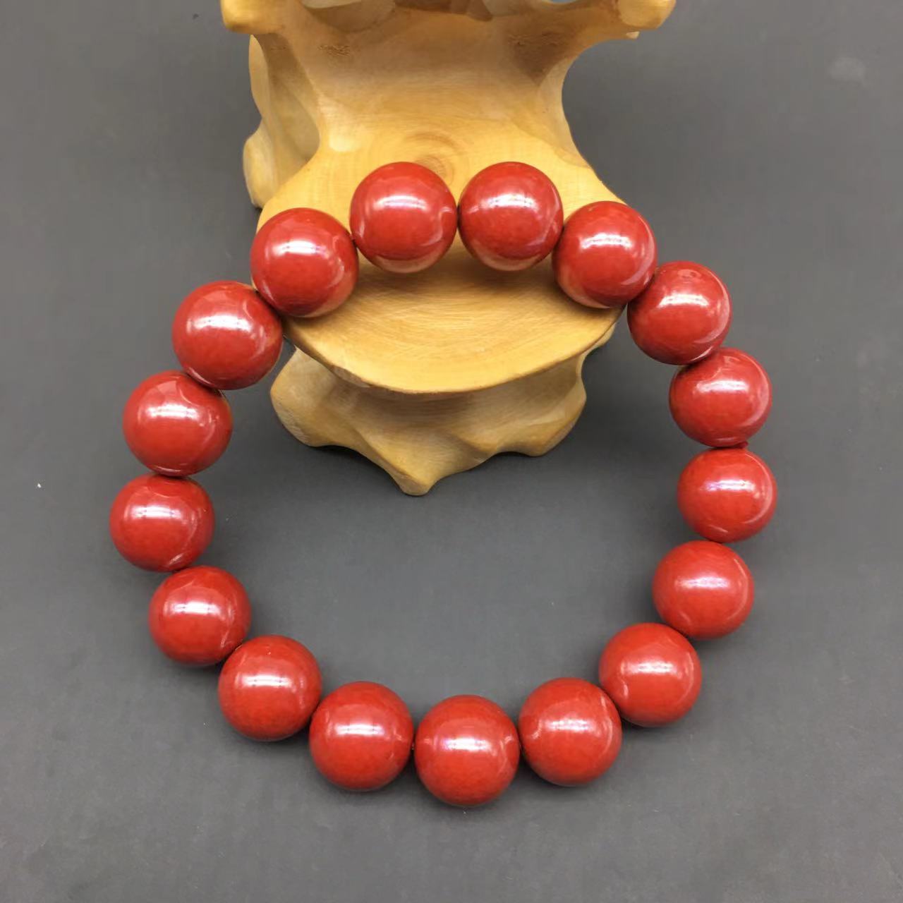 含辰砂工艺品 DW035-帝王色简约款素珠单圈手串12mm