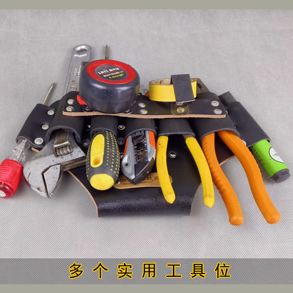 五联套2024新款电工专用多功黑色头层牛皮工具包钳子套铁牛皮工坊