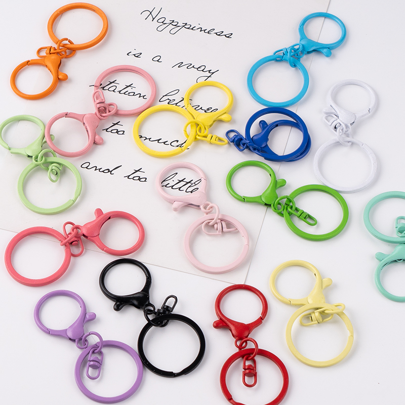 彩色金属烤漆龙虾扣三件套钥匙扣DIY手工经典时尚实用红色精美