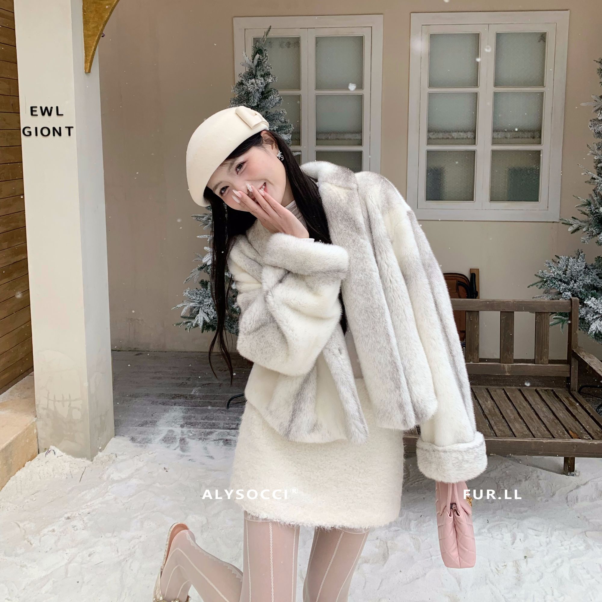 SOCCI速喜「小婉」毛巾领短款丹麦紫金天鹅绒小母貂外套女