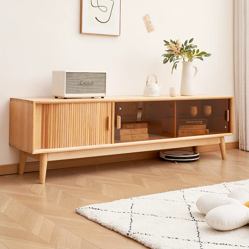 北欧原木色榉木实木柜木蜡油工艺简约高档客厅家用置物简电视柜