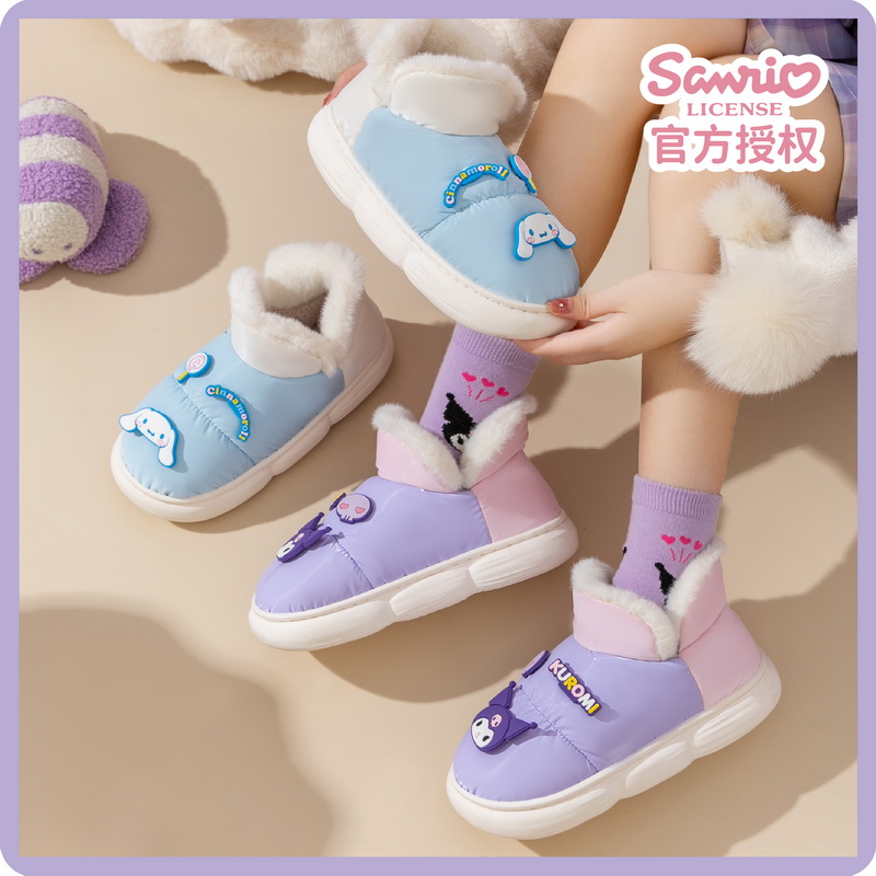 加绒高帮包跟三丽鸥棉鞋HelloKitty库洛米玉桂狗秋冬亲子女保暖