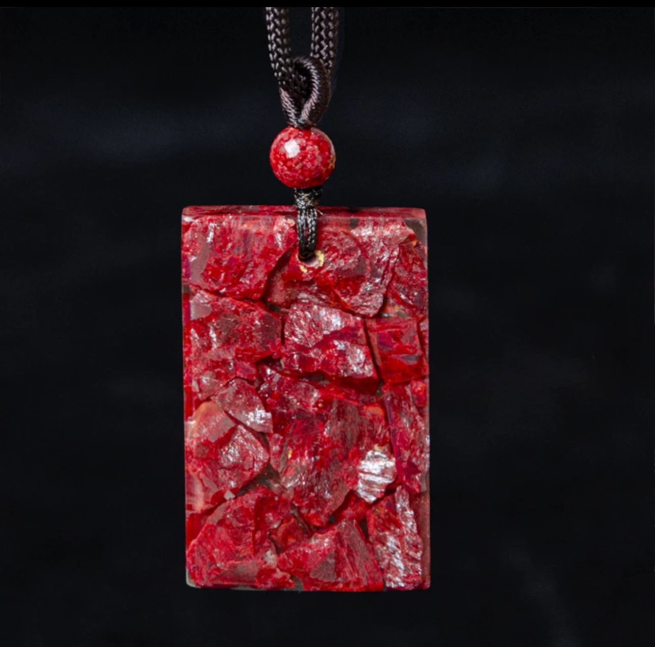 天然辰砂晶体全玉化无事牌一对一链接