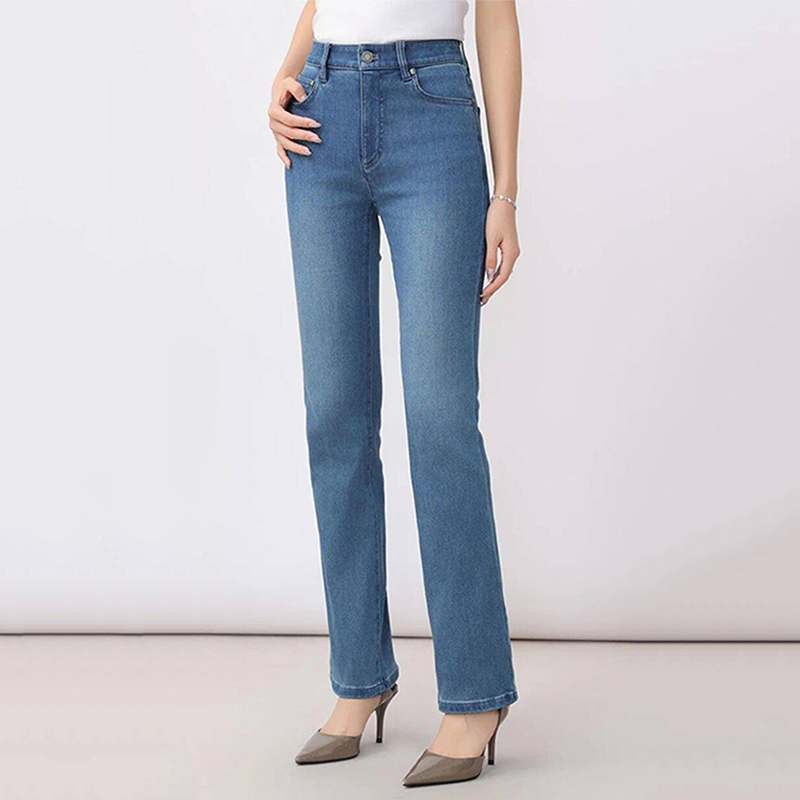 商场同款2025年秋冬季新款女装加绒显瘦微喇牛仔裤长裤子5100481