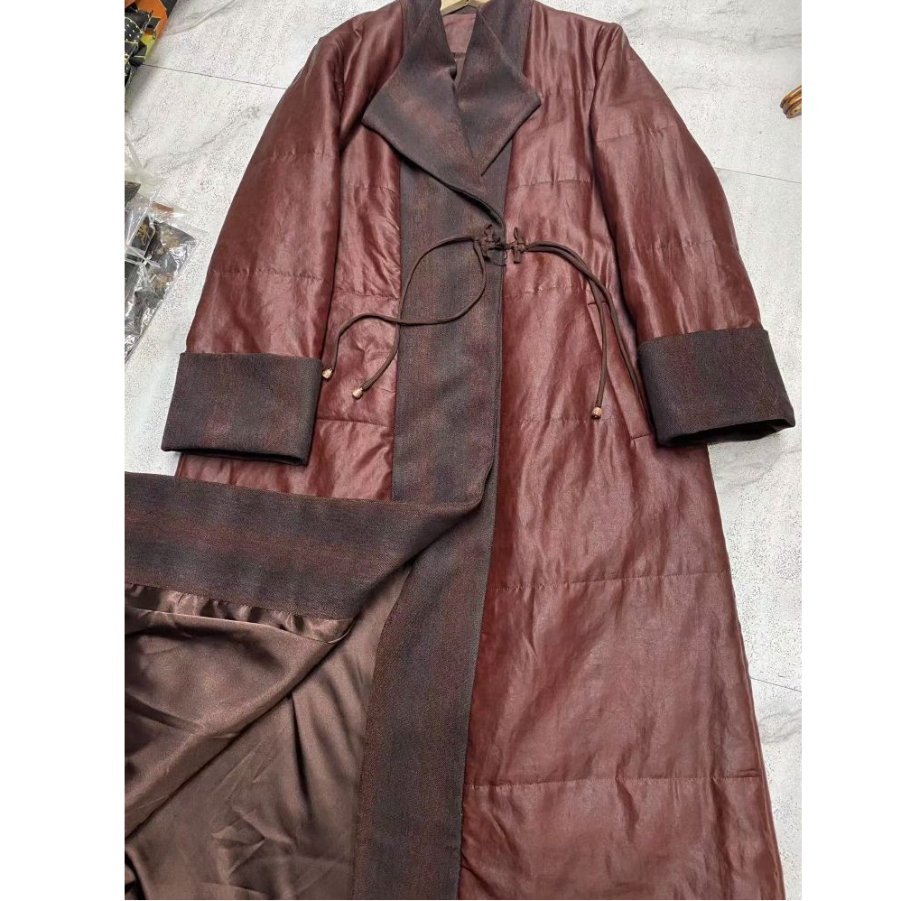 诗画5432红油皮香云纱夹棉棉服百搭中长款国风外套保暖时尚洋气