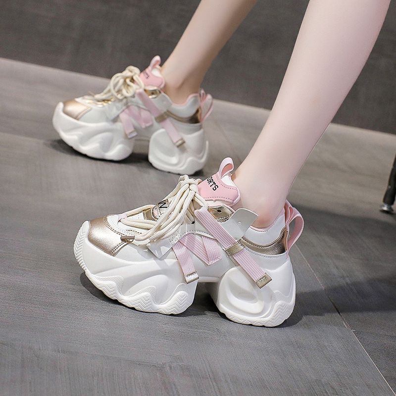 红蜻蜓牌老爹鞋超轻女2023年秋冬新款韩版网红小众厚底8cm轻便百