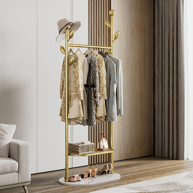 北欧轻奢家用简易衣服架客厅简约置物包架卧室内落地立式衣帽架子