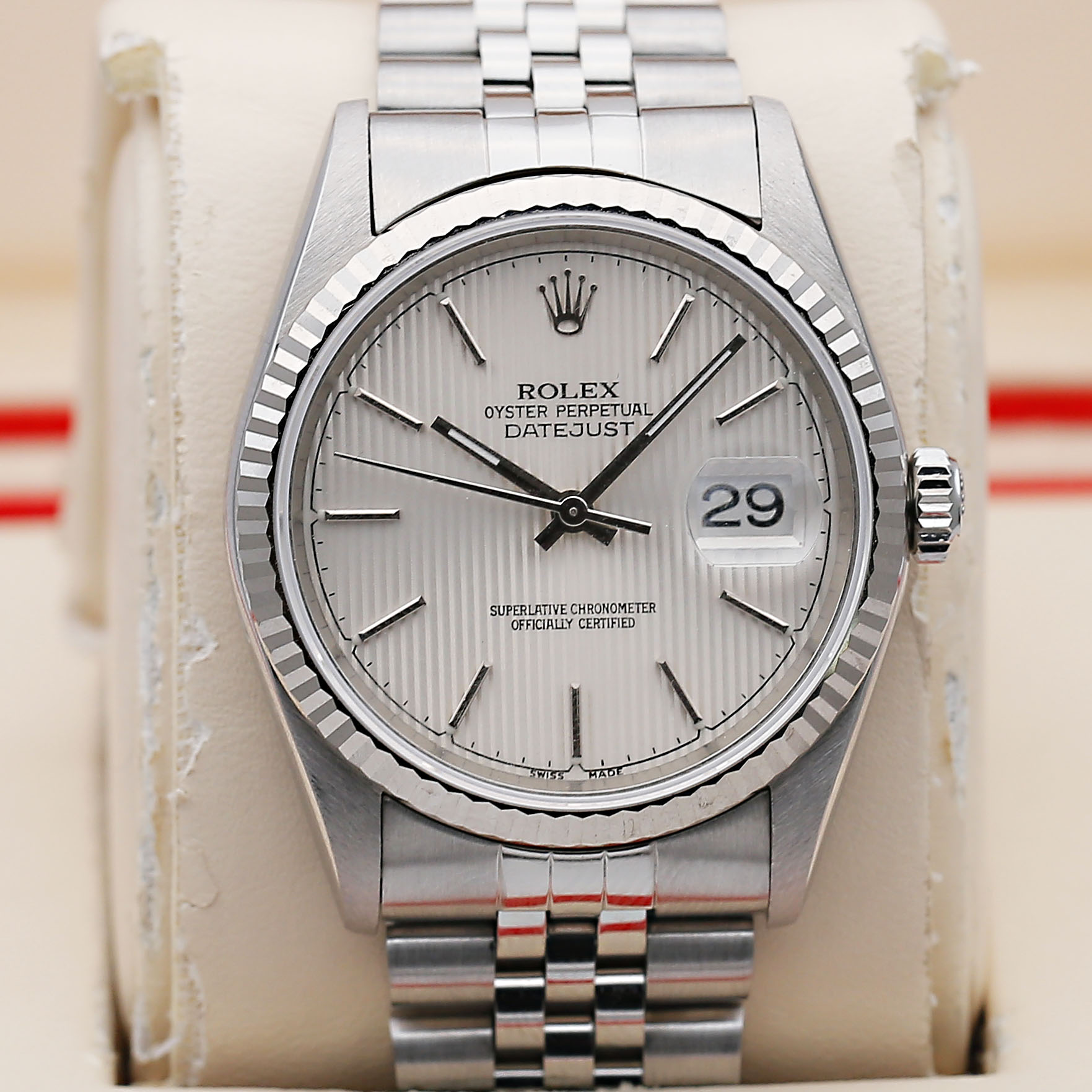 99新 Rolex/劳力士 日志型系列银盘16234/自动机械男表/36mm/单表