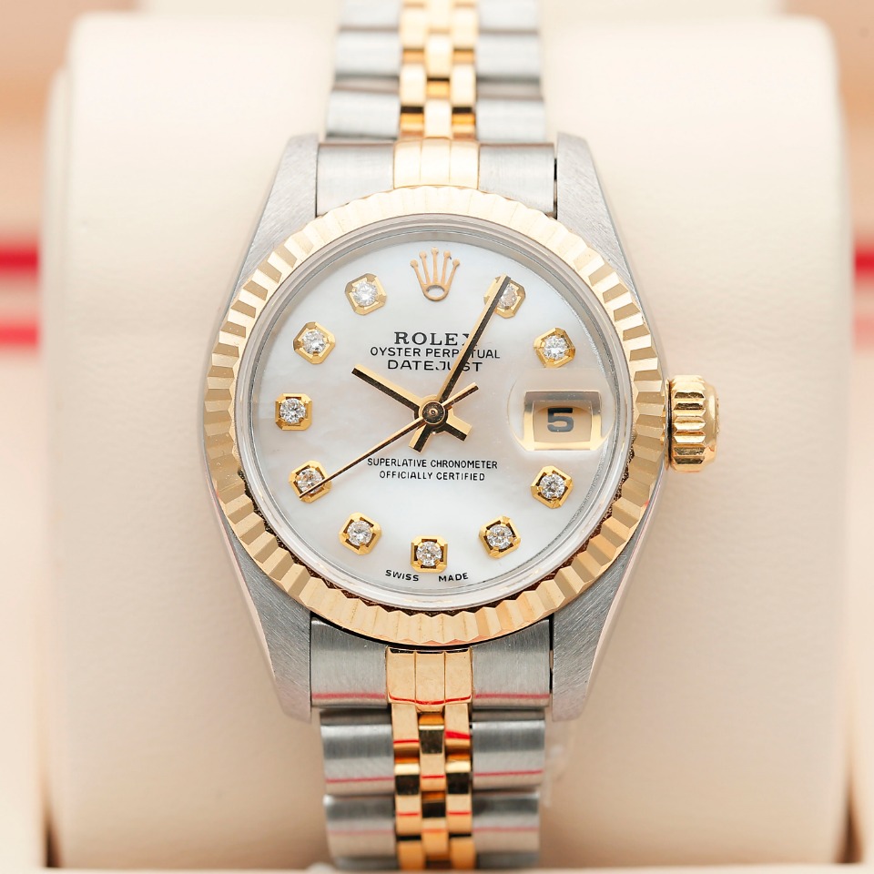 99新 Rolex/劳力士 日志69173/自动机械女表/间金后钻/26mm/单表