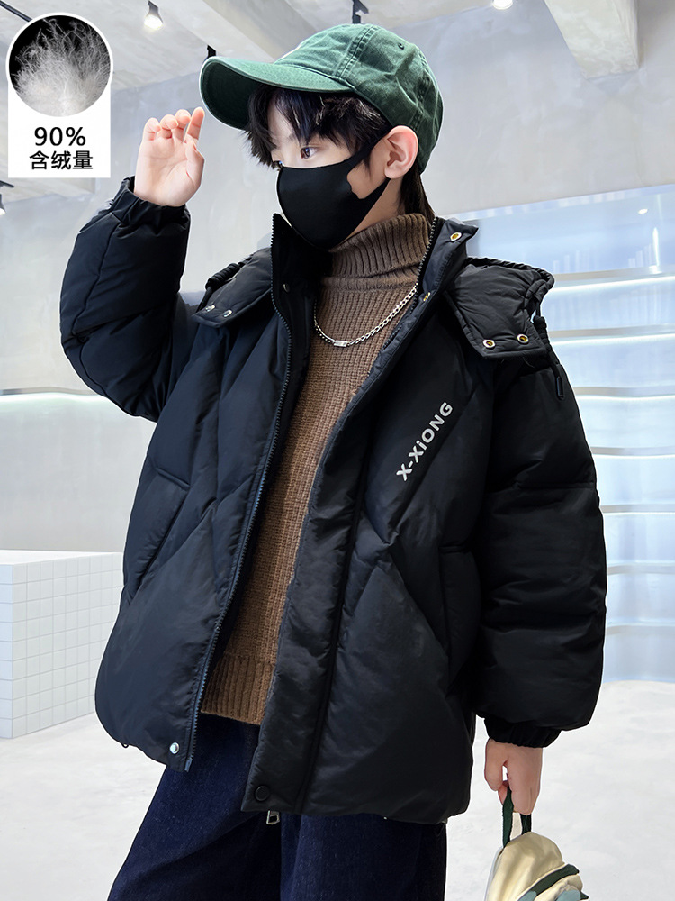 巴拉恩新品男童冬季羽绒服2023新款冬装加厚中大童男孩90白鸭绒儿