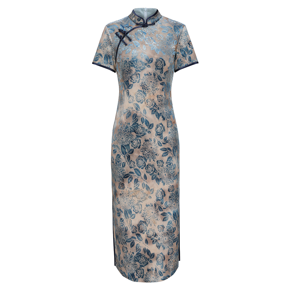 改良丝绒旗袍2024新年轻款气质复古素雅气质新中式日常可穿连衣裙