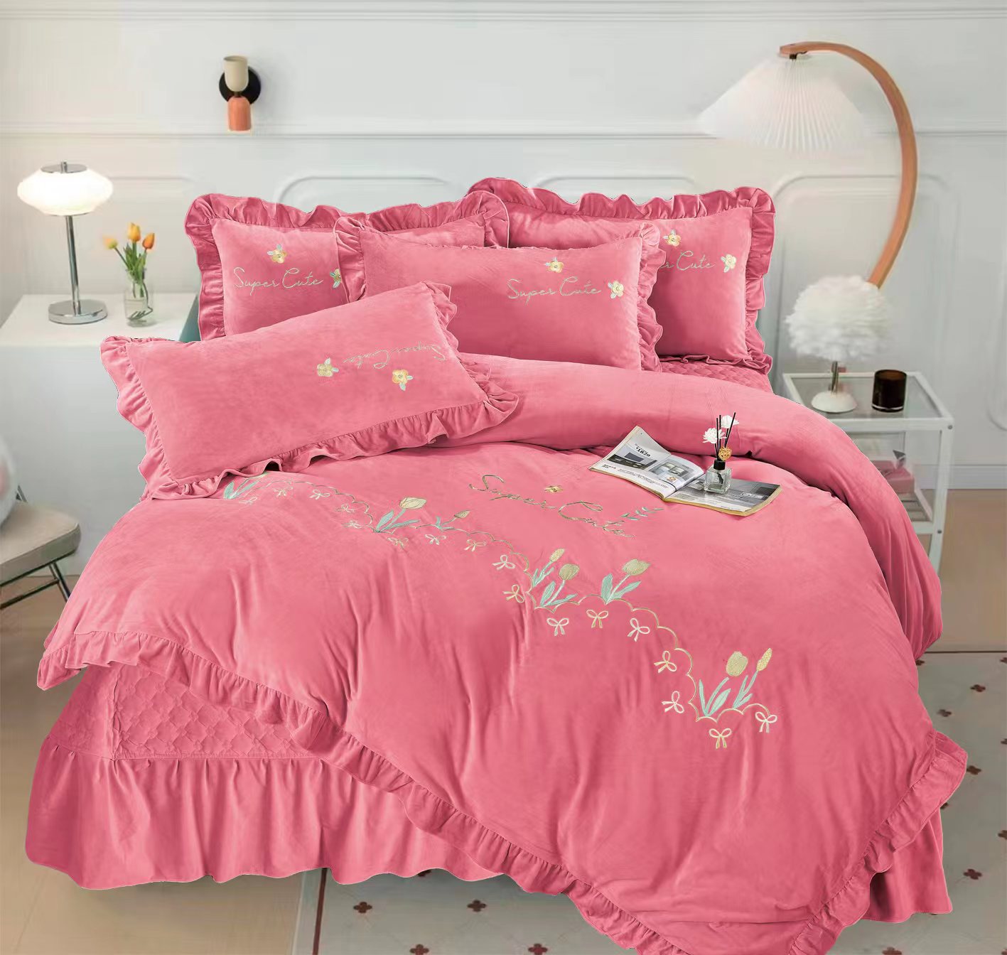 漫步花丛婴儿床盖四件套