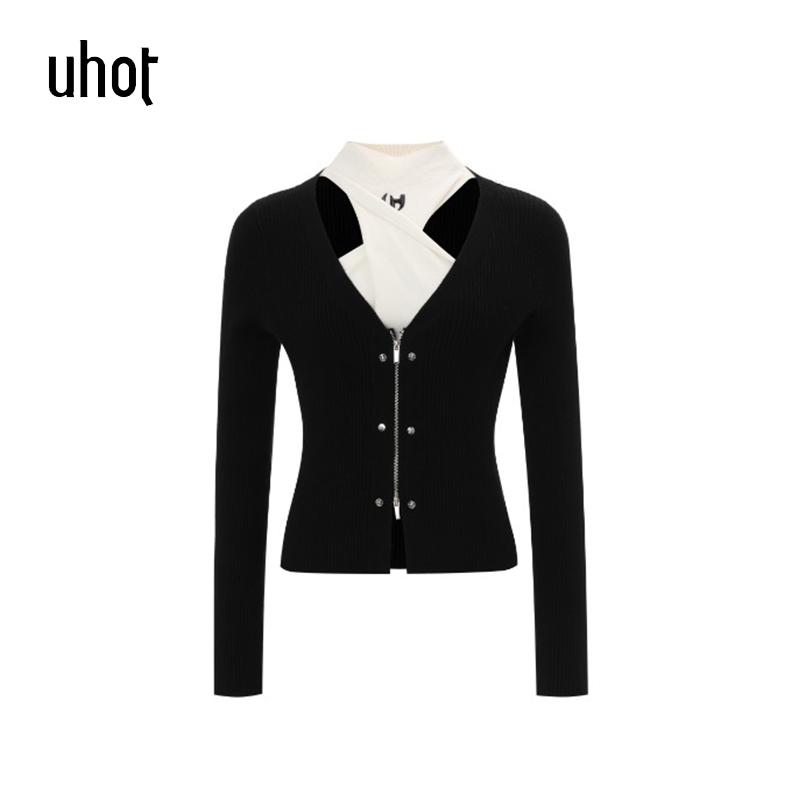 UHOT/诱货设计师品牌24秋冬 黑色 针织衫拉链毛衣 ganjue买手店