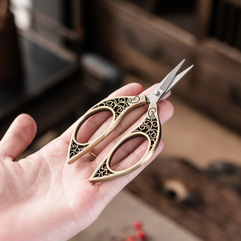 中式复古小茶剪家用泡袋茶叶专用剪刀高端手工办公室茶艺茶具配件