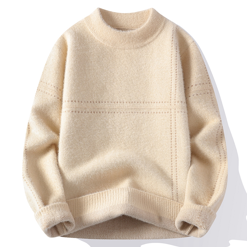 毛衣男秋冬款水貂绒加厚青少年潮牌线衣针织打底衫高中学生保暖衣