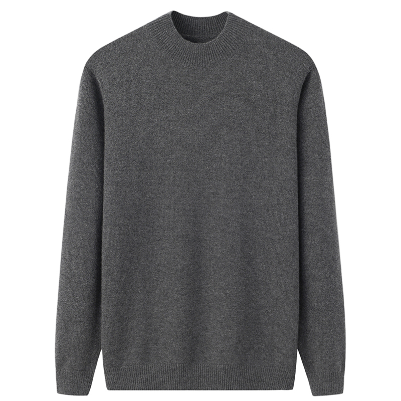 外贸男装羊绒衫男半高领套头100%纯山羊绒加厚针织毛衣产内蒙古