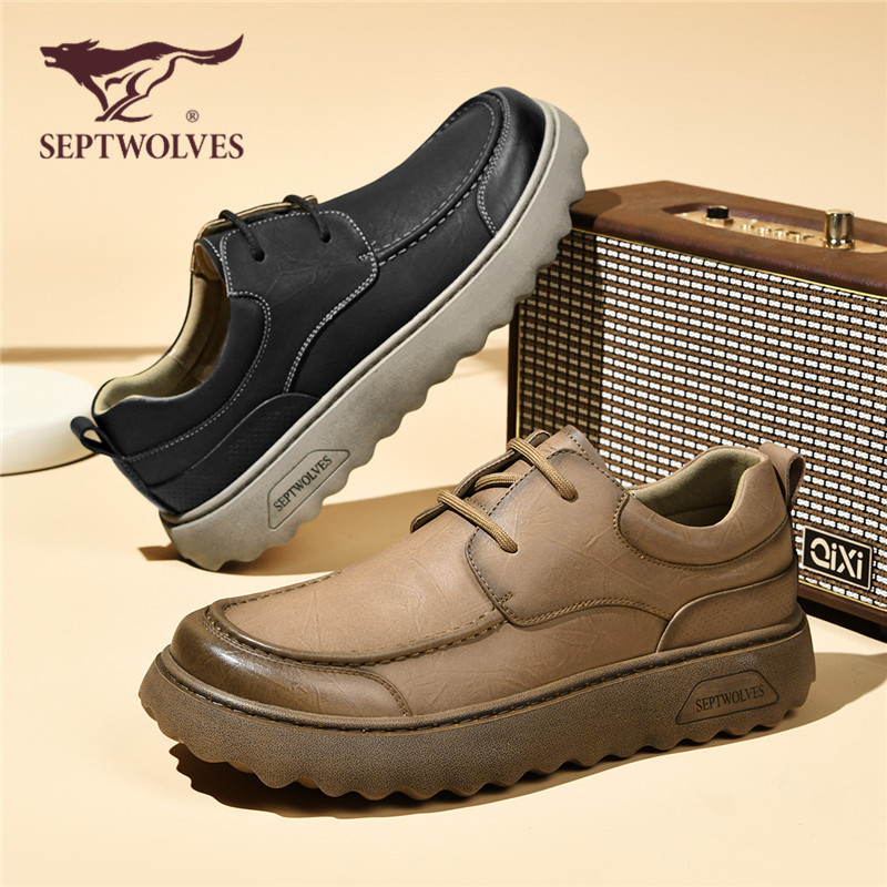 七匹狼休闲皮鞋男款秋季新款商务时尚男鞋官方正品高档品牌0594