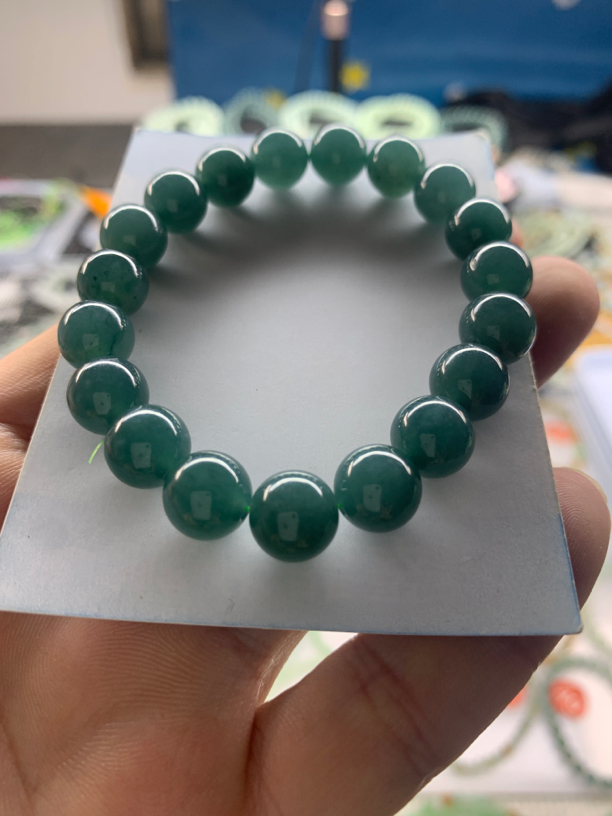 天然翡翠A货卡10蓝水手串蓝色美女手串靓女妈妈款蓝色手串老蓝水