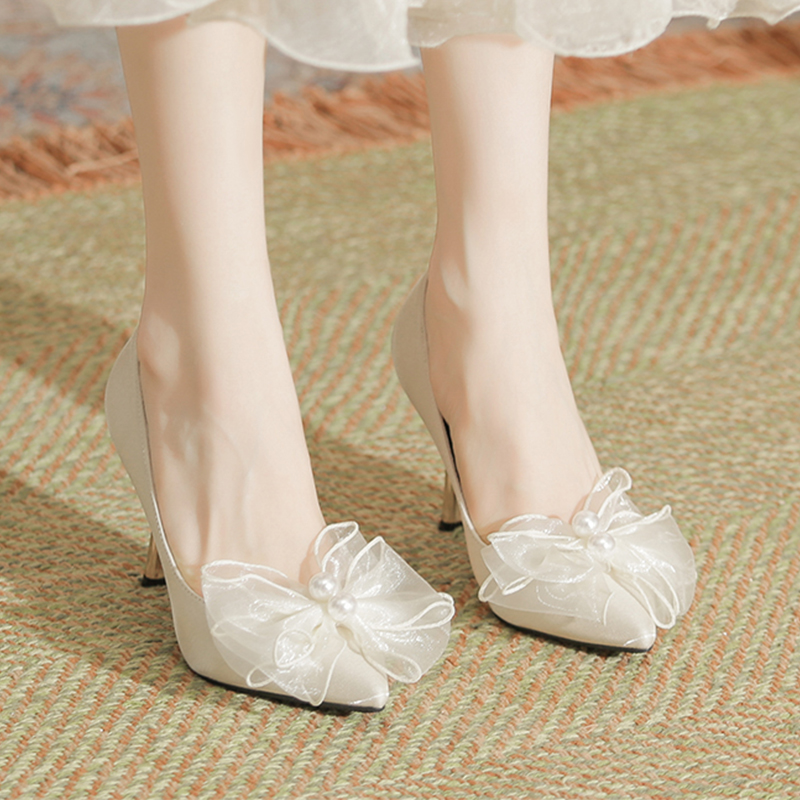 31一42大小码气质夏季法式尖头伴娘浅口温柔细跟百搭时尚高跟女鞋