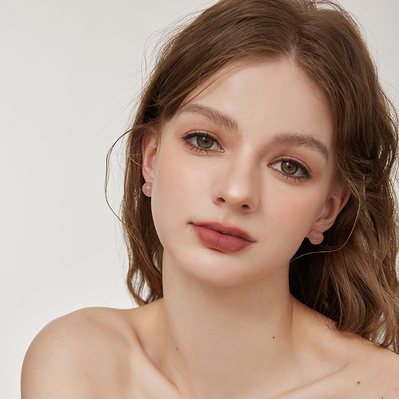 aviho 非金属树脂耳饰 少女小清新粉球耳钉2024年爆款通透百搭环