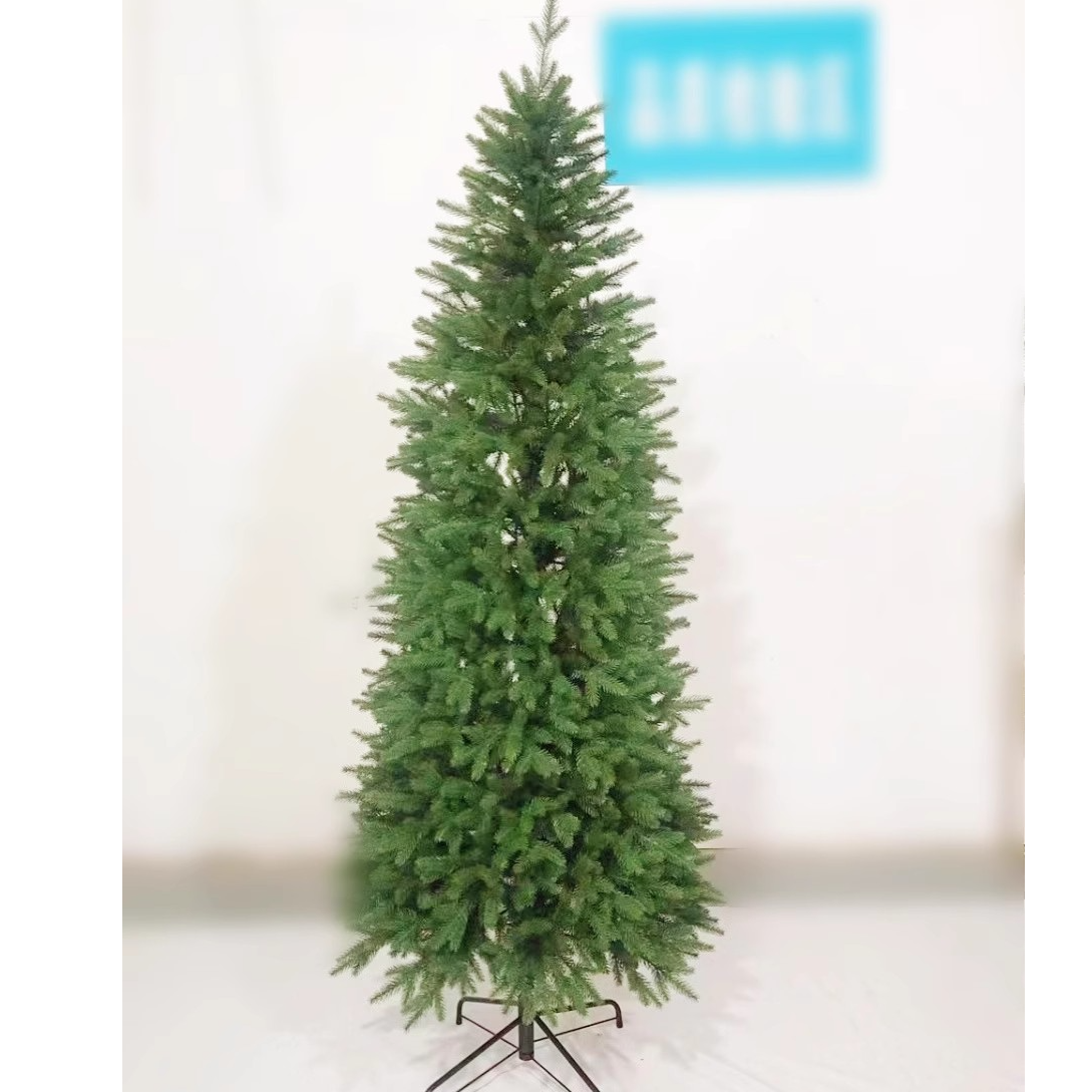 新款纯PE加密圣诞树 防火阻燃 加密LED发光圣诞树 家用瘦圣诞树