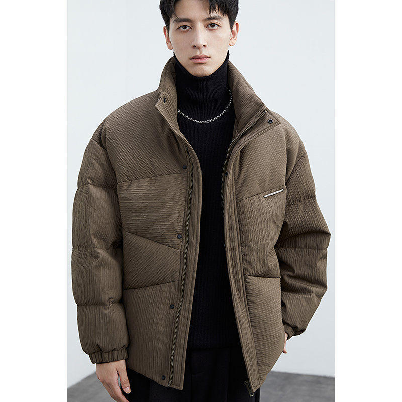 雅鹿2024新款男士高级肌理感羽绒服2024冬季新款轻奢韩版潮流短款