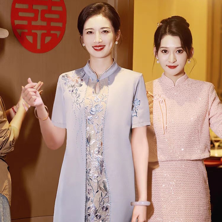 婚礼结婚妈妈礼服高贵年轻丈母娘旗袍喜婆婆婚宴装2024年新款喜服