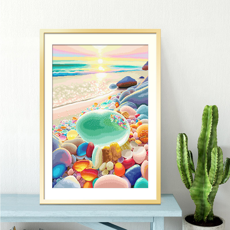 KS十字绣赴晴川满绣109色无勾边手工绣线绣棉线印花清新简约